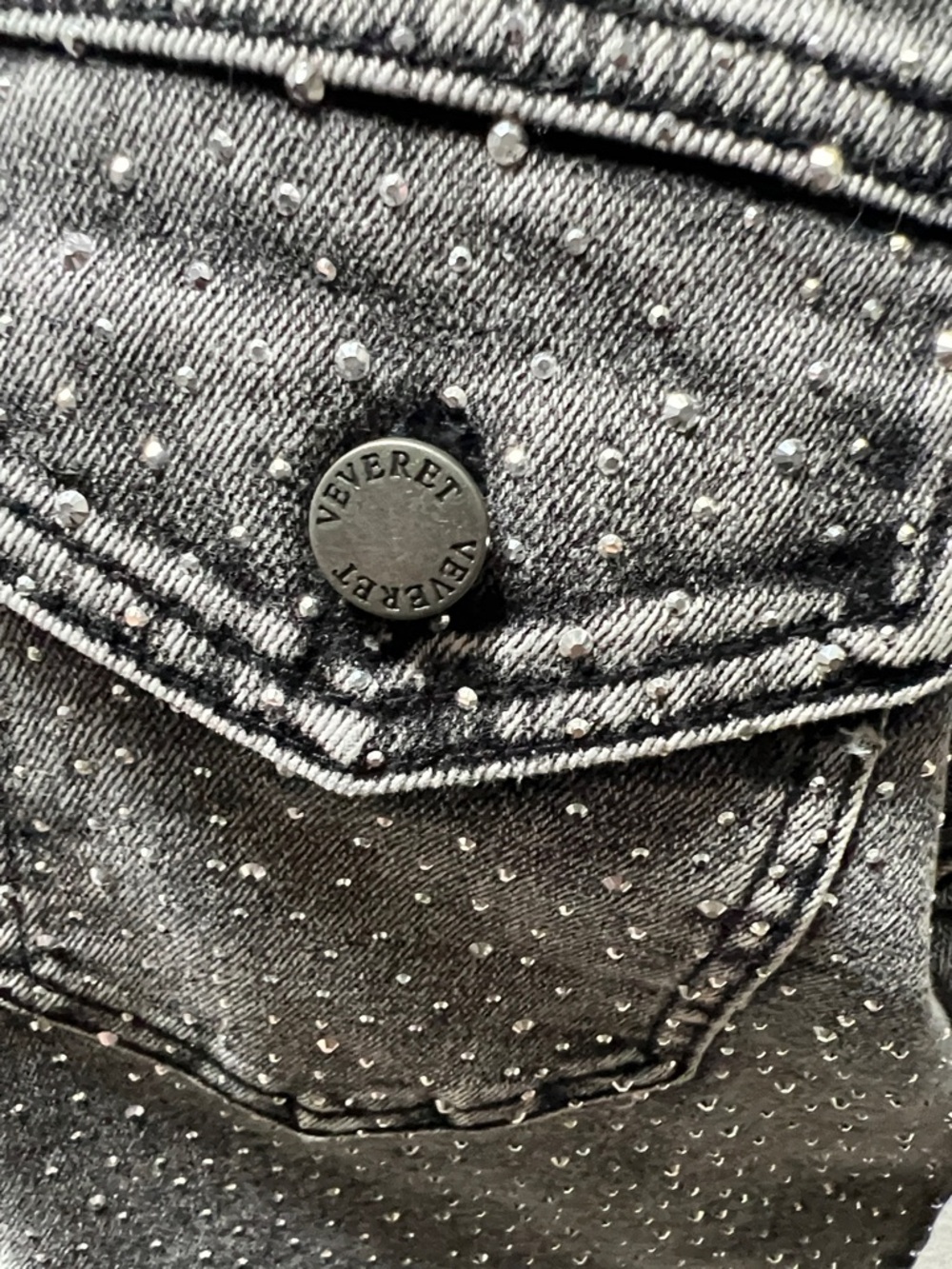 Veveret Black Rhinestone Jean Jacket - Picture 9 of 16